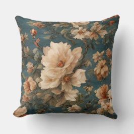 Cojín Decorativo Flores rojas de coral exquisito blanco y exuberant