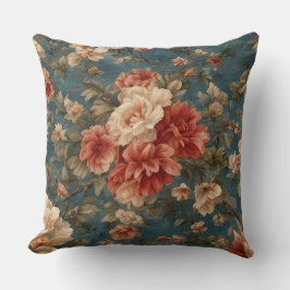 Cojín Decorativo Flores rojas de coral exquisito blanco y exuberant