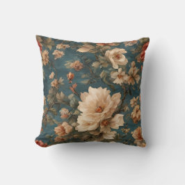 Cojín Decorativo Flores rojas de coral exquisito blanco y exuberant