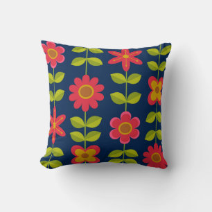 Cojín Decorativo Flores rojas de estilo moderno de mediados de sigl