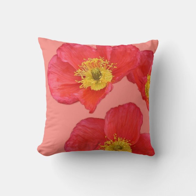 Cojín Decorativo Flores rojas de la amapola (Anverso)