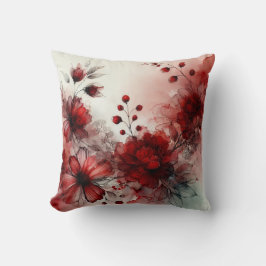 Cojín Decorativo Flores rojas elegantes: un diseño abstracto sereno