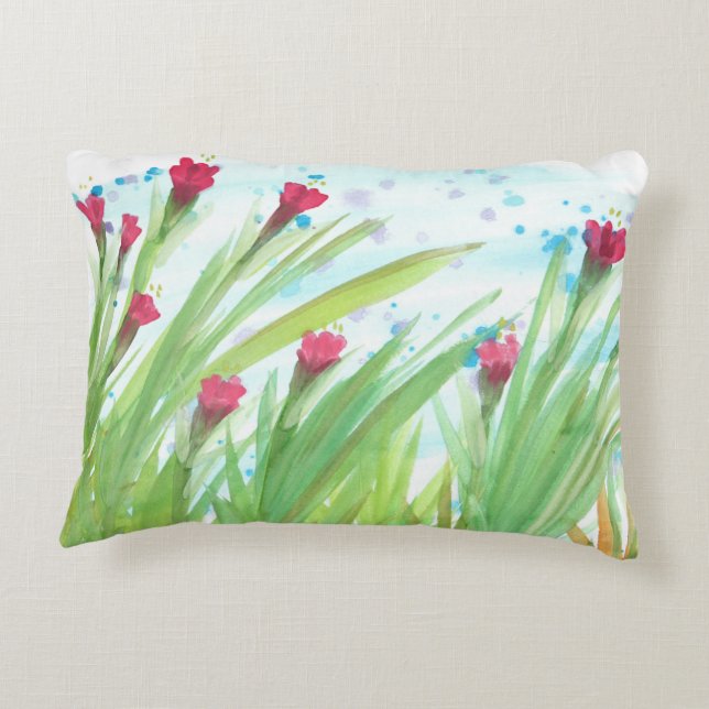 Cojín Decorativo Flores rojas en flor (Reverso)