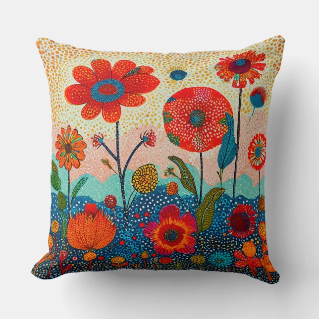 Cojín Decorativo Flores rojas lindas (Anverso)