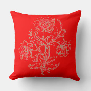 Cojín Decorativo Flores rojas modernas muy elegantes y vintage