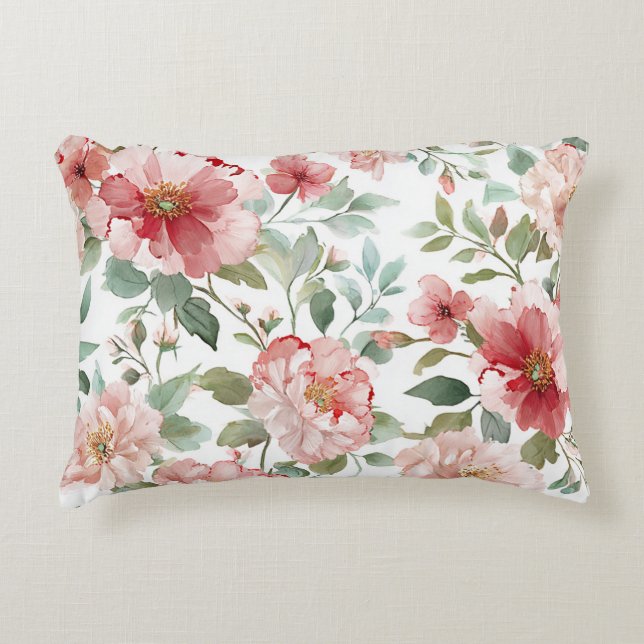 Cojín Decorativo Flores Rojas Rosadas (Anverso)