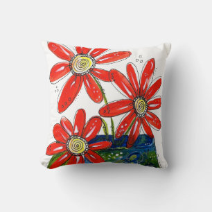 Cojín Decorativo Flores rojas singulares