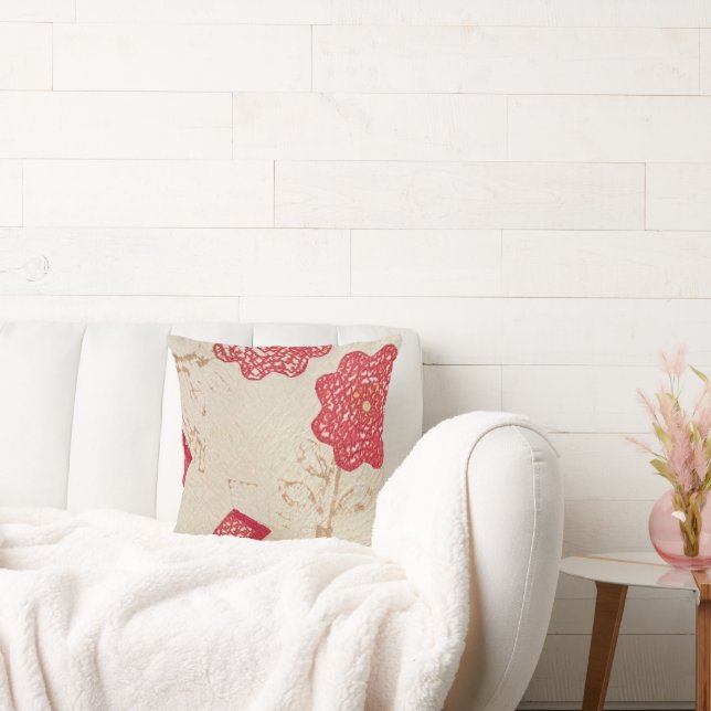 Cojín decorativo Flores Rojas Tañadas con el techo (Sofá)