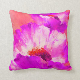 Cojín Decorativo Flores rojas y rosadas de la acuarela