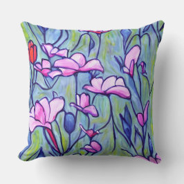 Cojín Decorativo Flores rosa color de agua pastel