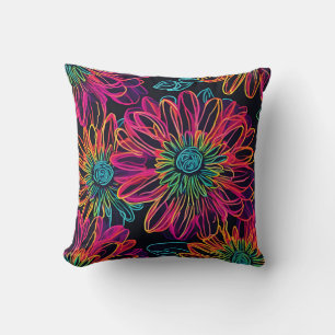 Cojín Decorativo Flores Rosa Neon