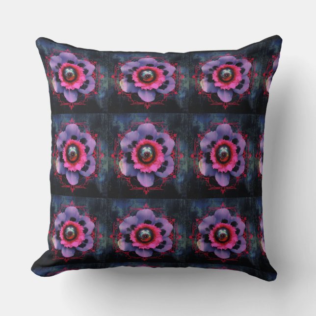 Cojín Decorativo Flores Rosa Neon (Anverso)