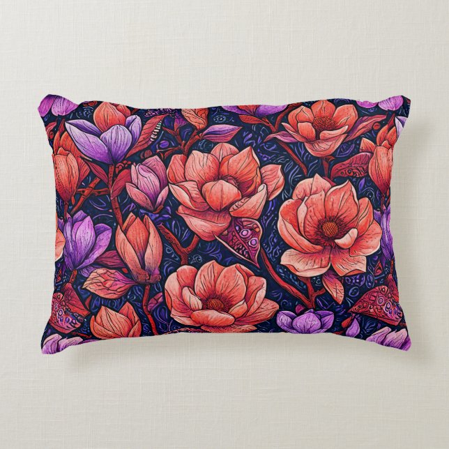 Cojín Decorativo Flores Rosadas (Anverso)