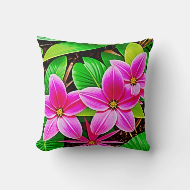 Cojín Decorativo Flores rosadas exóticas (Anverso)