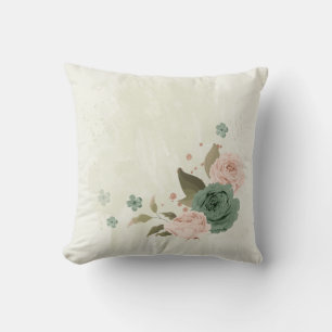 Cojín Decorativo flores rosadas verdes de salvia
