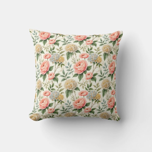 Cojín Decorativo Flores rosadas y blancas fabulosas (Anverso)