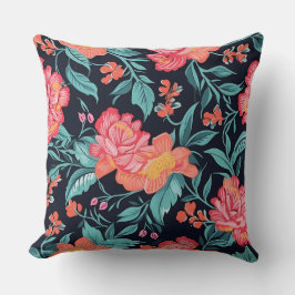 Cojín Decorativo Flores rosadas y corales