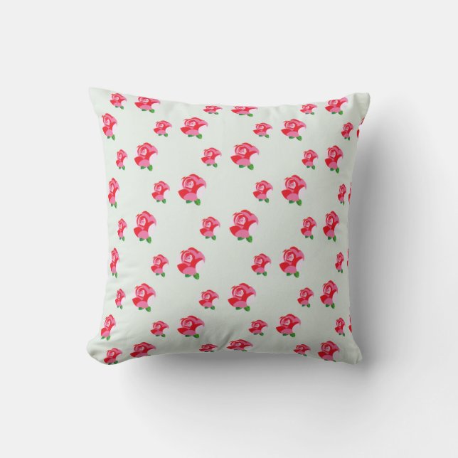 Cojín Decorativo Flores Rosas Aqua Pink (Anverso)