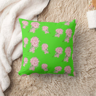 Cojín Decorativo Flores rosas en verde