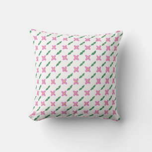 Cojín Decorativo Flores rosas Hojas verdes Pillow