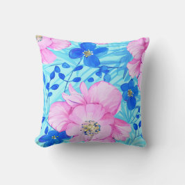 Cojín Decorativo Flores rosas y azules