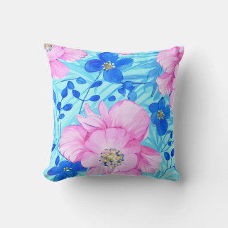 Cojín Decorativo Flores rosas y azules
