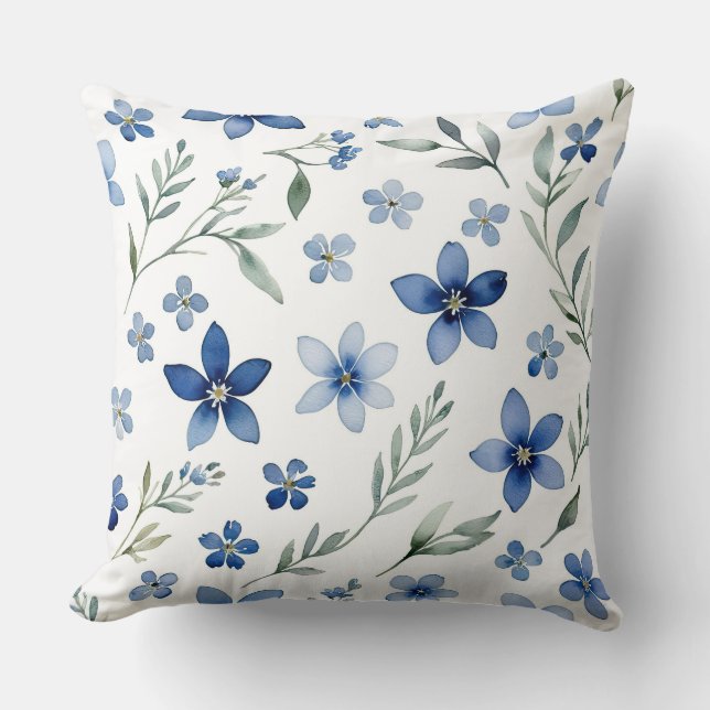 Cojín Decorativo Flores salvajes azules (Anverso)