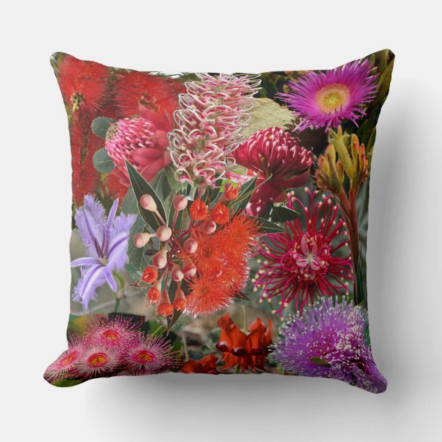 Cojín Decorativo Flores salvajes nativas australianas grandes (Anverso)