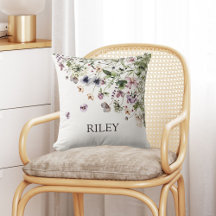 Flores salvajes púrpura de color de agua monograma