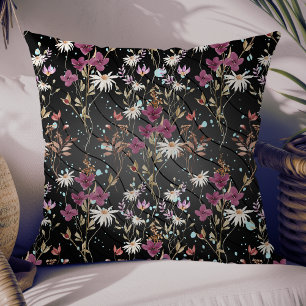 Cojín Decorativo Flores salvajes retro boho elegante