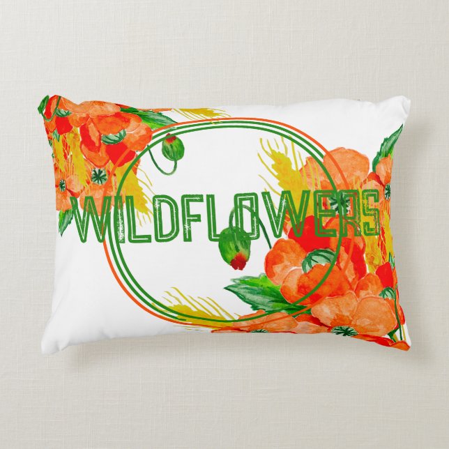 Cojín Decorativo Flores silvestres acuarela (Anverso)