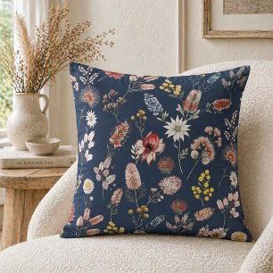 Cojín Decorativo Flores silvestres acuáticas románticas y melancóli