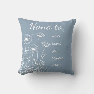 Cojín Decorativo Flores silvestres azules polvorientas nombres de n