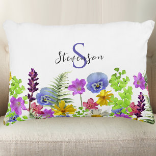 Cojín Decorativo Flores Silvestres Bonitas con Nombre Personalizado