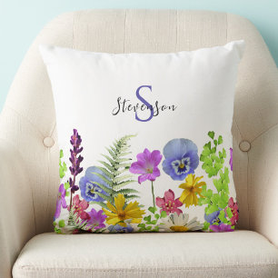 Cojín Decorativo Flores Silvestres Bonitas Nombre Personalizado y M