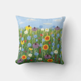 Cojín Decorativo Flores silvestres con cielo azul