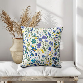Cojín Decorativo Flores silvestres del jardín azul ruso