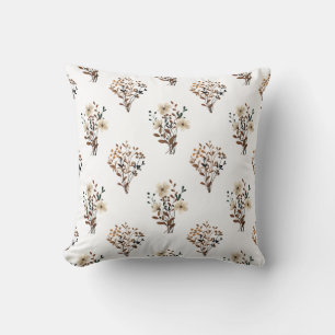 Cojín Decorativo Flores silvestres en acuarela neutra