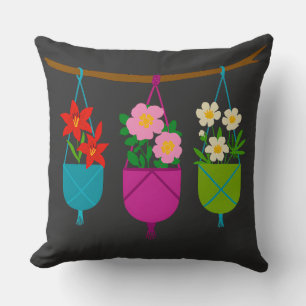 Cojín Decorativo flores silvestres en plantadores vibrantes