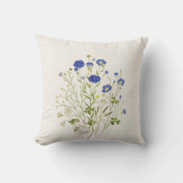 Cojín Decorativo Flores silvestres Ilustracion botánico vintage Flo
