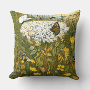 Cojín Decorativo Flores silvestres, mariposas, prados de estilo Art