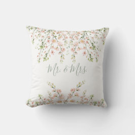 Cojín Decorativo Flores silvestres nombre Mr y Mrs Blush Rosa