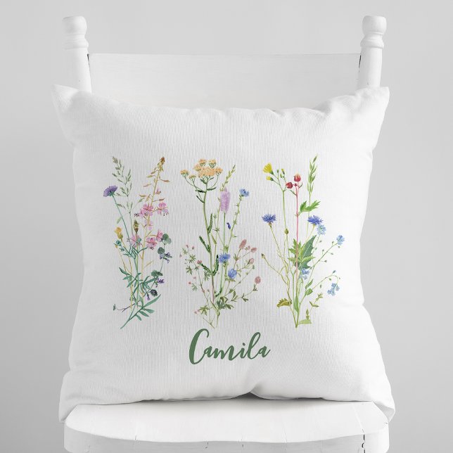 Cojín Decorativo Flores silvestres personalizadas acuarela floral (Subido por el creador)