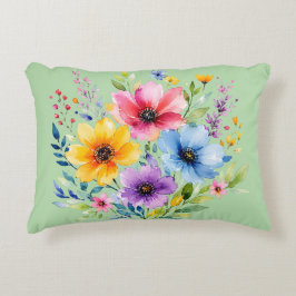 Cojín Decorativo Flores silvestres pintadas a la acuarela