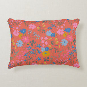 Cojín Decorativo Flores Silvestres Rojas Boho Modernas