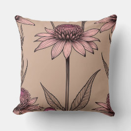 Cojín Decorativo Flores silvestres rosas y marrones