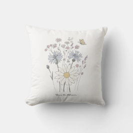 Cojín Decorativo Flores silvestres y mariposa