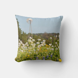 Cojín Decorativo Flores Silvestres Y Molinos De Viento En Texas Hil