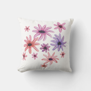Cojín Decorativo Flores singulares rosadas y moradas