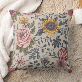 Cojín Decorativo Flores sobre un fondo beige